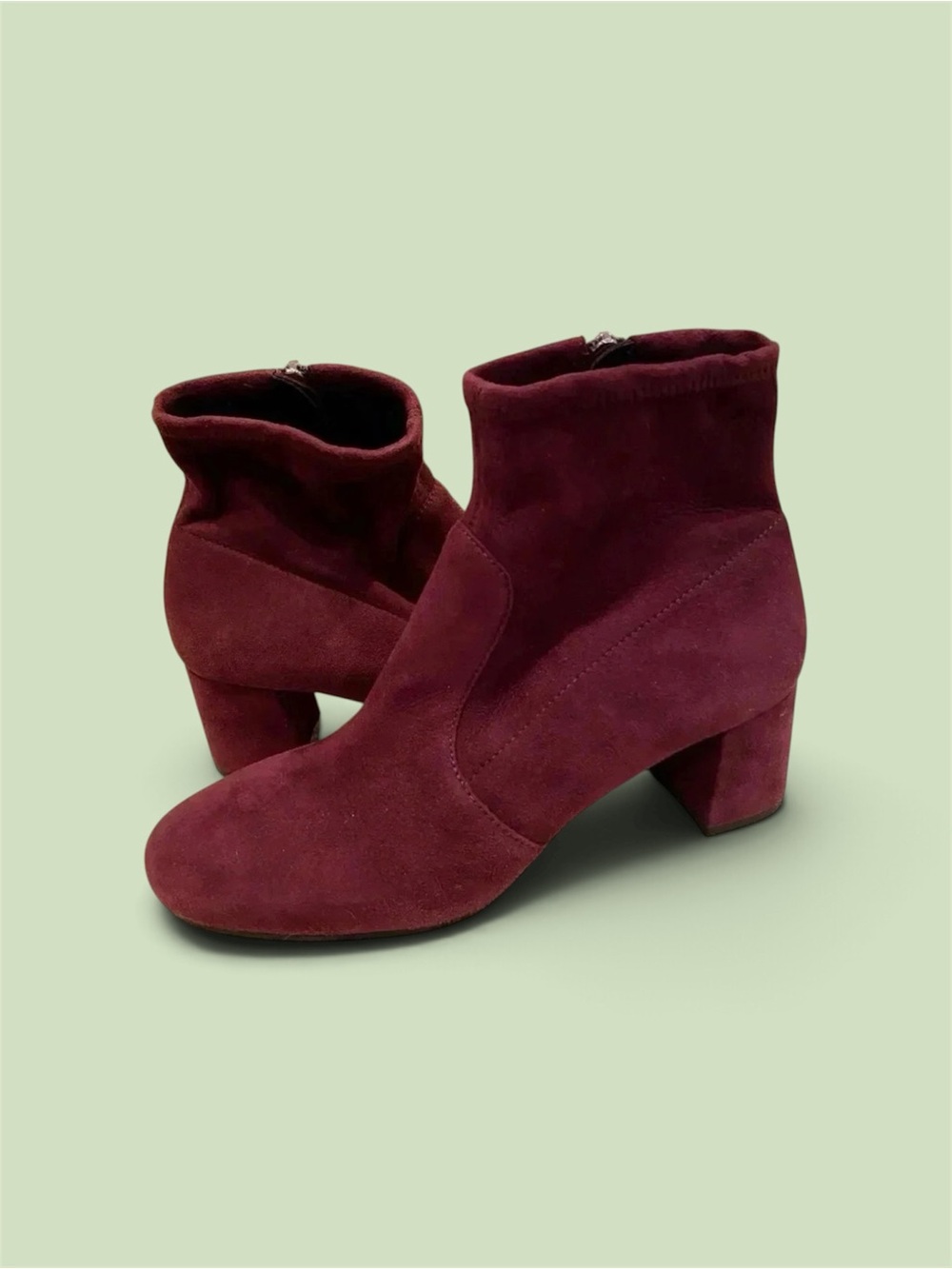 Prada Burgundy Suede Ankle Boots